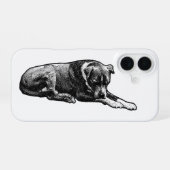 iPhone 16 Coque de chien Dot-Texture (Verso Horizontal)