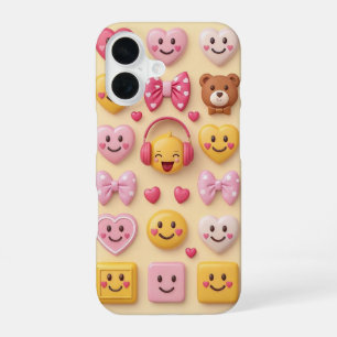 iPhone 16 Coque de téléphone Émoticône Cœur Mignon