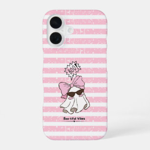 iPhone 16 Coque de téléphone fantôme mignon rose effrayant