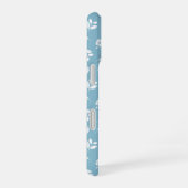 iPhone 16 coque de téléphone turquoise avec fleurs blanches (Côté droit)