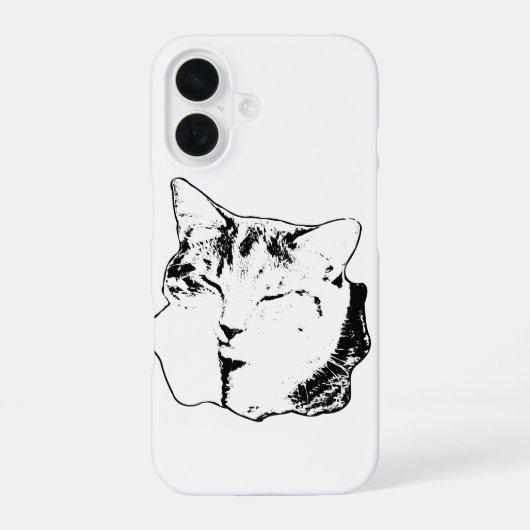 iPhone 16 Coque monochrome Tabby Chat (Verso)
