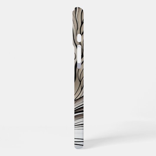 iPHONE 16 HOESJE & meer - Witte kat / Zwarte strep iPhone Hoesje (Linkerkant)