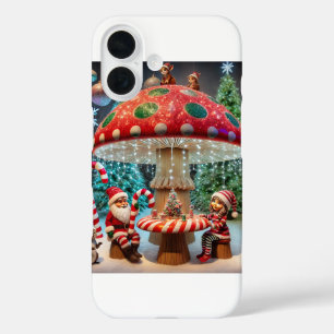 iPhone 16 Hoesje: Ontwerp van de Kerstpaddenstoel Hoesje