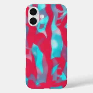 IPhone 16 Pink and Aqua Blue Abstrait Art Coque