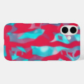IPhone 16 Pink and Aqua Blue Abstrait Art Coque (Verso (horizontal))