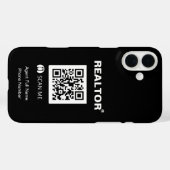 iPhone 16 Plus Coque noir - Realtor®+QR Code (Verso (horizontal))