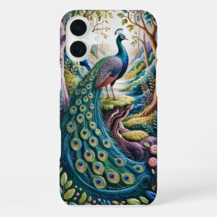 iPhone 16 Plus Elégant Peacock dans le Coque forestier enchanté