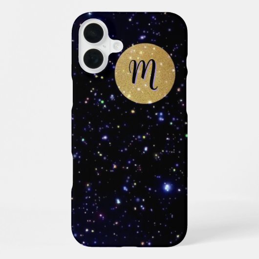 iPhone 16 Plus Étui Monogramme Galaxie Clair de Lune - Mate Coque (Verso)