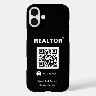 iPhone 16 Plus Zwart Hoesje - Realtor®+QR Code