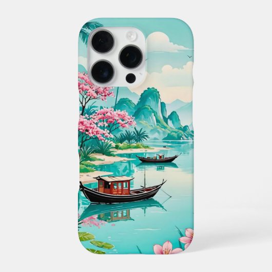 iPhone 16 Pro Lagon tropical aux fleurs de cerisiers _ coque iph (Verso)