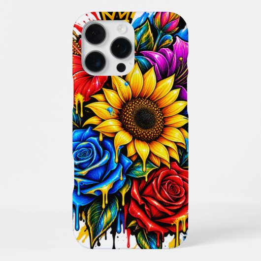 iPhone 16 Pro Max La coque d'Iphone a une impression florale. (Verso)
