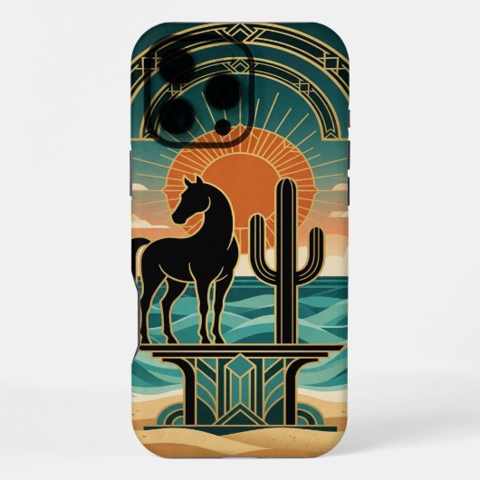 iPhone 16 Pro Max Silhouette de cheval dans le désert, Coque pour iP (Verso)