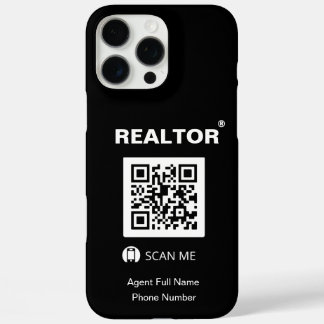 iPhone 16 Pro Max Zwart Hoesje - Realtor®+QR Code
