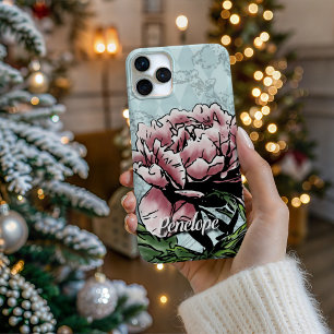 iPhone 16 Pro Pivoine en techniques mixtes - Coque de téléphone
