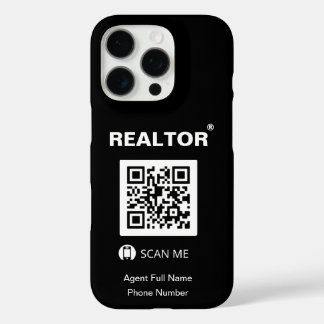 iPhone 16 Pro Zwart Hoesje - Realtor®+QR Code
