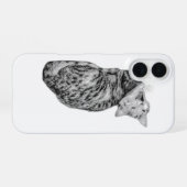 iPhone 16 Tabby Cat Coque monochrome (Verso Horizontal)