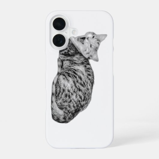 iPhone 16 Tabby Cat Coque monochrome (Verso)