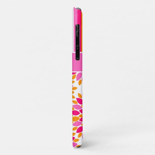 iPhone 1 Plus Coque | Floral, Rayures | Orange ros (Dos/Gauche)