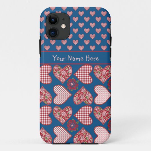 iPhone 5/5s Coque à personnaliser : Coeurs et Rose (Dos)