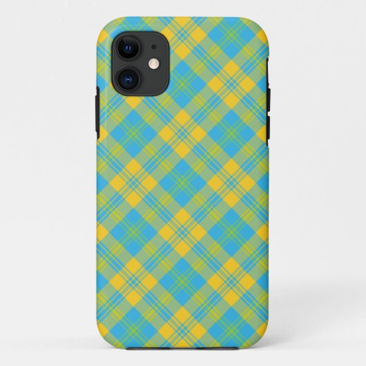 iPhone 5/5s Xtreme Coque : Bleu Jaune Vert : Plaid (Dos)