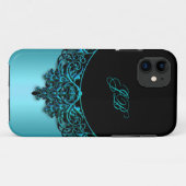 iPhone 5 Coque-Mate Coque Turquoise bleu noir (Dos (Horizontal))