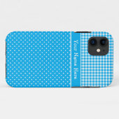 iPhone 5 Coque personnalisé, Polkas bleu blanc et  (Dos (Horizontal))