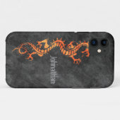 iPhone 5 Hoesje - Grunge Dragon op zwart (oranje) (Achterkant (horizontaal))