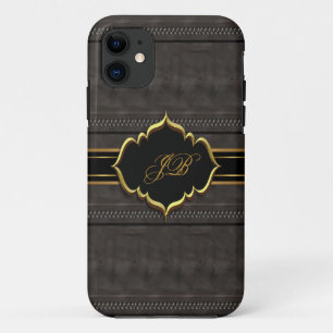 iPhone 5 Hoesje-Mate Hoesje Gold Black Suede Look