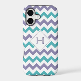 iPhone 5 Hoesje: Monogram: Paars en blauw Chevron