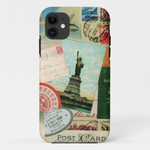 iPhone 5 hoesje-Vintage Reizen en Postzegels 11 Hoesje