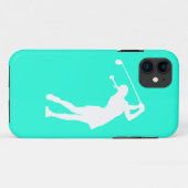 iPhone 5 Lady Golfer Silhouette White op Turquoise Case-Mate iPhone Case (Achterkant (horizontaal))