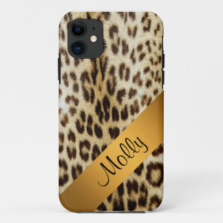 iPhone 5 Leopard Monogram Gold Hoesje