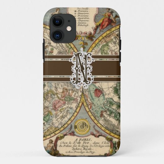 IPhone 5 Letter N Monogrammed Nautical Map Case-Mate iPhone Case (Achterkant)