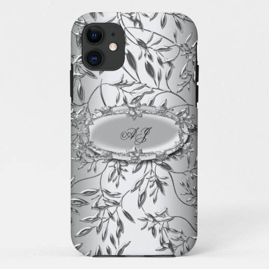 iPhone 5 Monogram Elegant Damask Zilver Case-Mate iPhone Case (Achterkant)