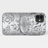 iPhone 5 Monogram Elegant Damask Zilver Case-Mate iPhone Case (Achterkant (horizontaal))