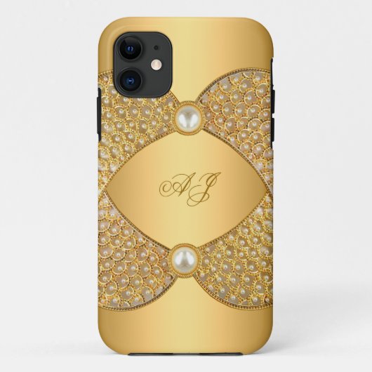 iPhone 5 Monogrammed Regal Elegant Pearl Gold Case-Mate iPhone Case (Achterkant)