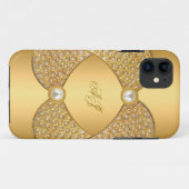 iPhone 5 Monogrammed Regal Elegant Pearl Gold Case-Mate iPhone Case (Achterkant (horizontaal))