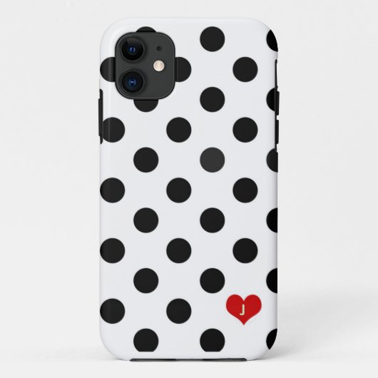 Iphone 5 Polka Dot Black & White Dotted Heart Hoes (Achterkant)