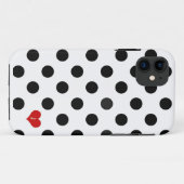Iphone 5 Polka Dot Black & White Dotted Heart Hoes (Achterkant (horizontaal))