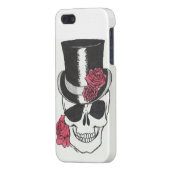 iphone 5 schedel met rozen hoesje (Achterkant Links)