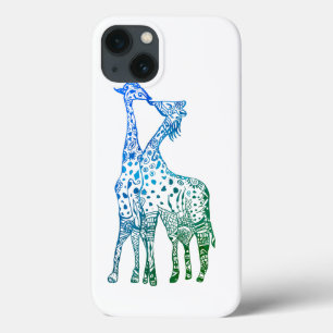 iPhone 6/6s, Stoere Xtreme Blauwe Groene Giraffes 13 Hoesje