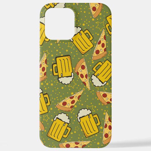 iPhone Bier en Pizza Pattern Hoesje (Achterkant)