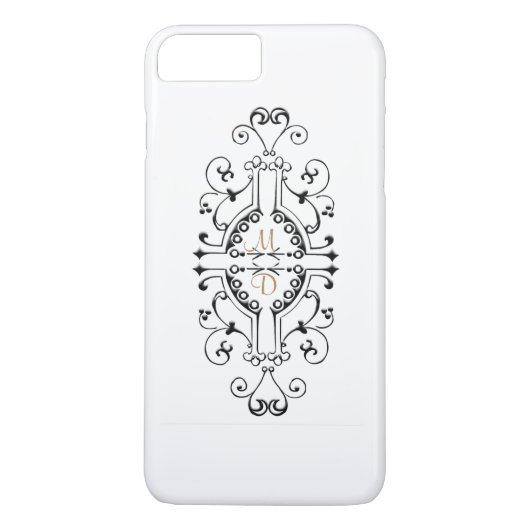 iPhone Black en Gold Monogram Case-Mate iPhone Case (Achterkant)