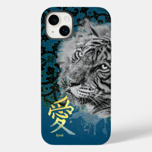 IPHONE CASE ANTIEK LACE PAINTED TIGER KANJI LOVE