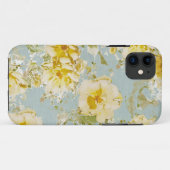 iPhone case blauwe bloemen (Achterkant (horizontaal))