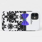 iPhone Case Blue Bow Monogrammed (Achterkant (horizontaal))