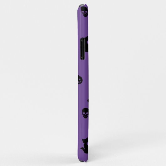 iPhone Case Halloween Pattern Blk op Paarse (Achterkant/rechts)