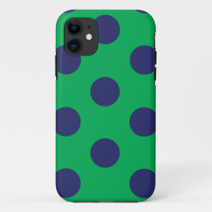 iPhone Case Polka Dot Groen & Navy Blauw