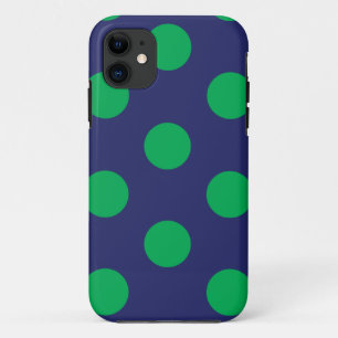 iPhone Case Polka Dot Navy Blauw & Groen