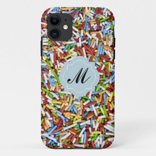 iPhone Case Sprinkles Kleurrijk Snoep Roze Monogra (Achterkant)